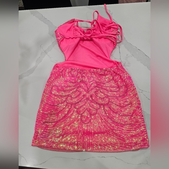 Women's Sparkly Sequin Bodycon Dress Sexy Backless Latin Sequin Dress - Picture 7 of 8